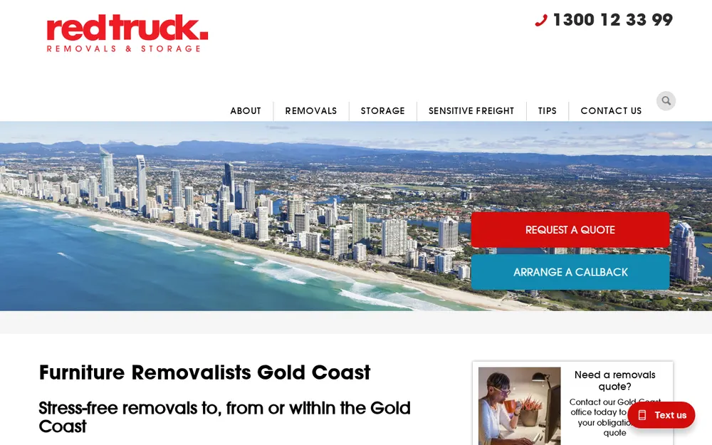 Red Truck Removals & Storage QLD homepage