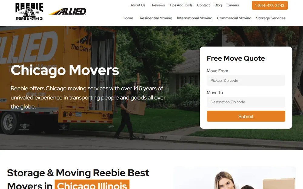 Reebie Storage and Moving Co. homepage