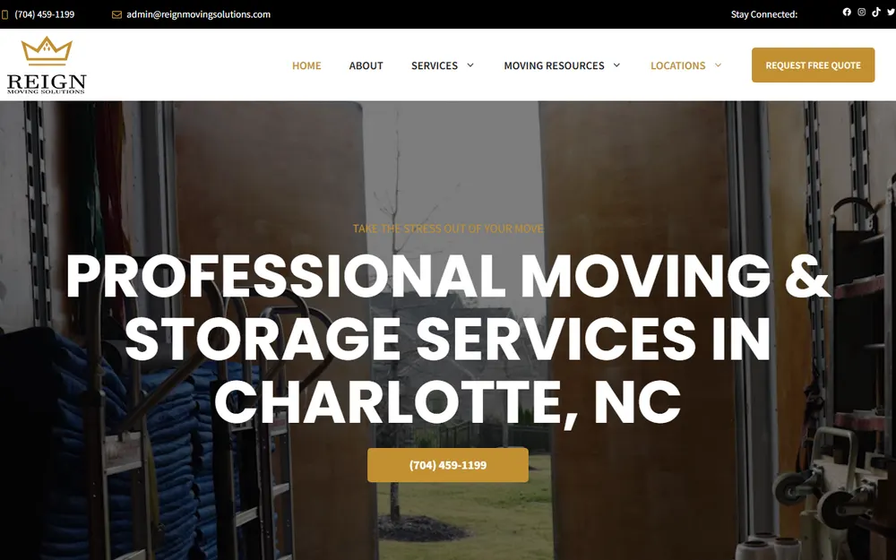 Reign Moving Solutions Charlotte homepage