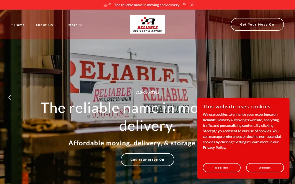 Reliable Delivery & Moving homepage