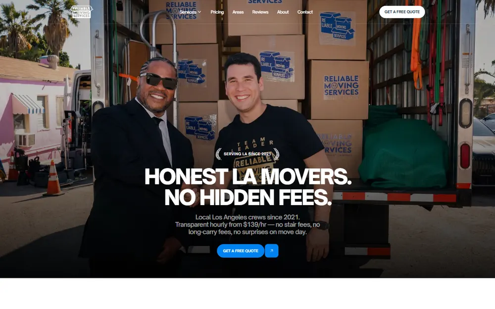 RELIABLE MOVING SERVICES homepage