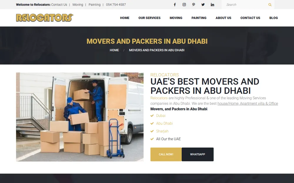 Relocators Movers and Packers Abu Dhabi homepage