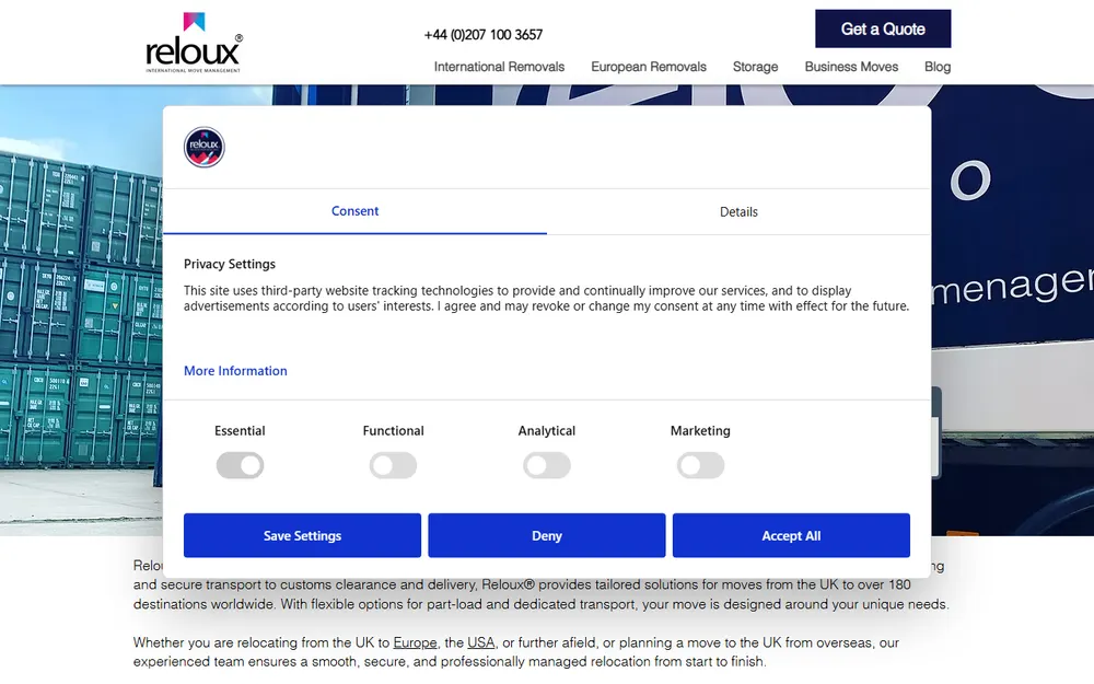 Reloux® International Moving Service homepage