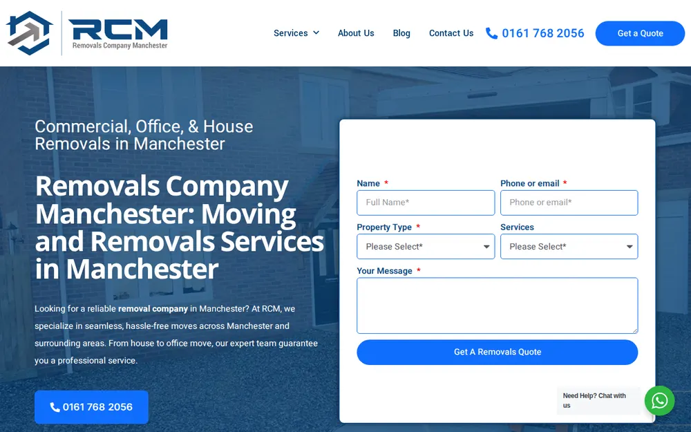 Removals Company Manchester homepage