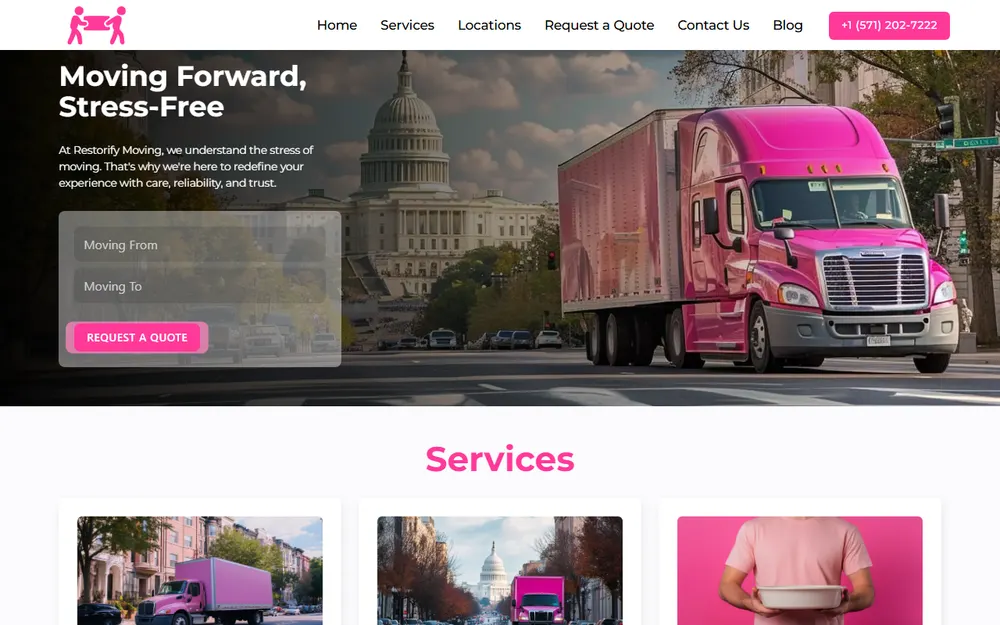 Restorify Moving Washington DC homepage