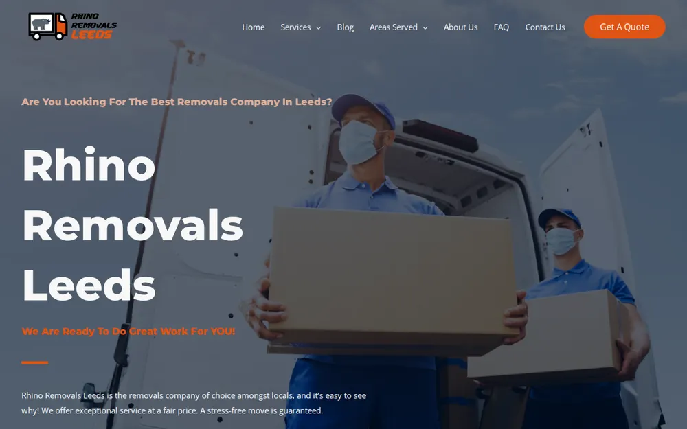 Rhino Removals Leeds homepage