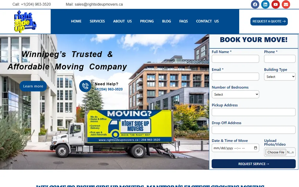 Right Side Up Movers homepage