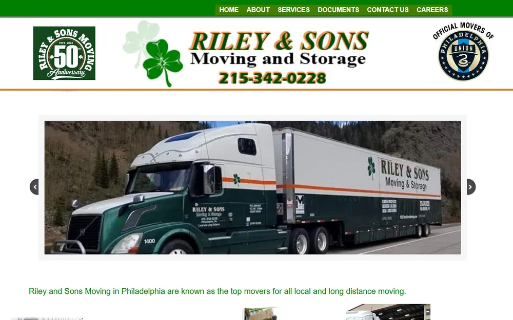 Riley and Sons Moving homepage