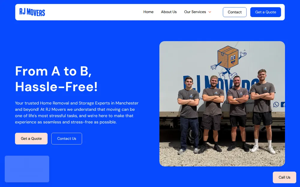 RJ Movers & Storage homepage