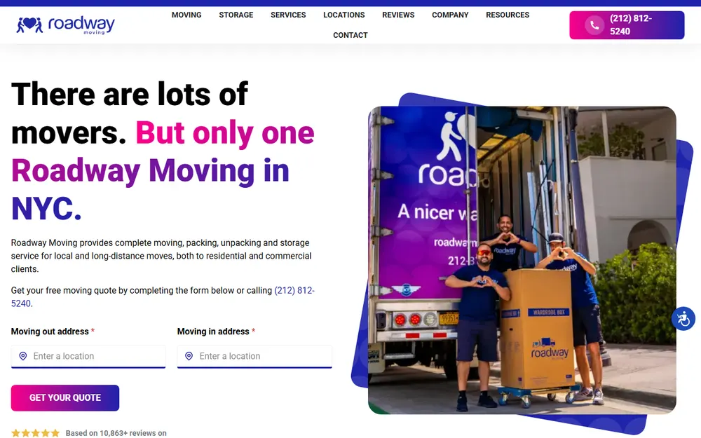 Roadway Moving homepage