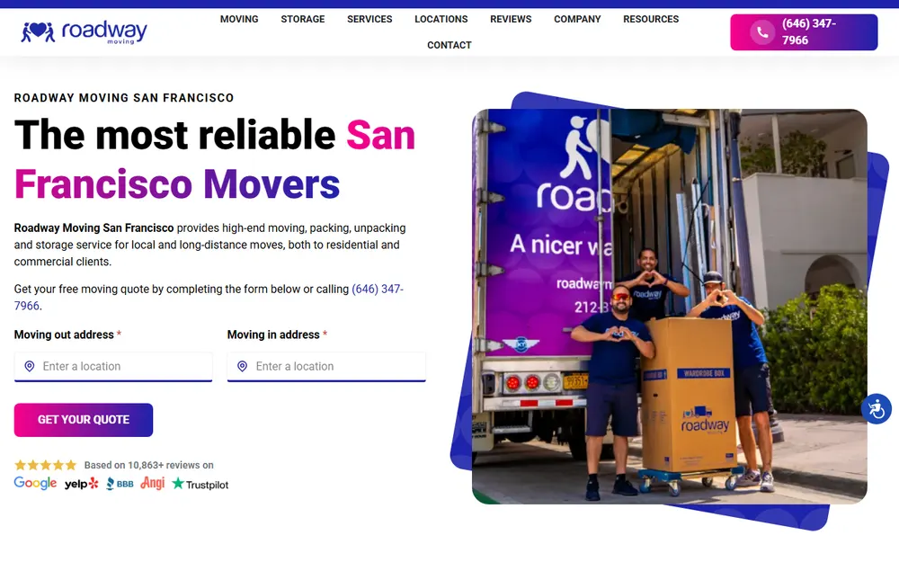 Roadway Moving homepage