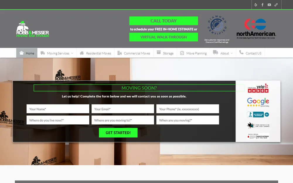 Robb & Messer Moving and Storage homepage