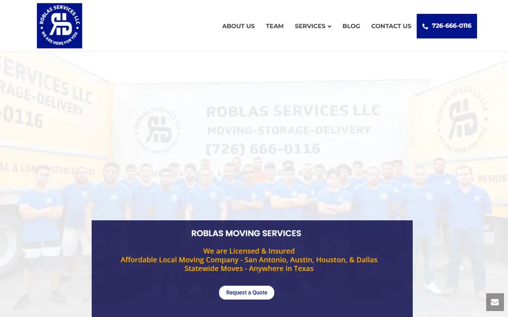 Roblas Moving Services homepage