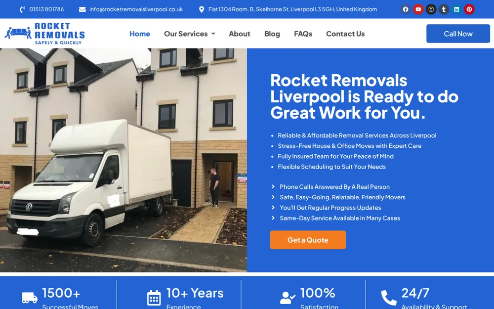 Rocket Removals Liverpool homepage