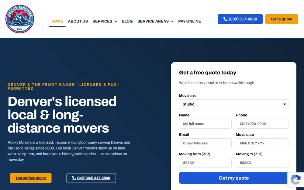 Rocky Movers homepage