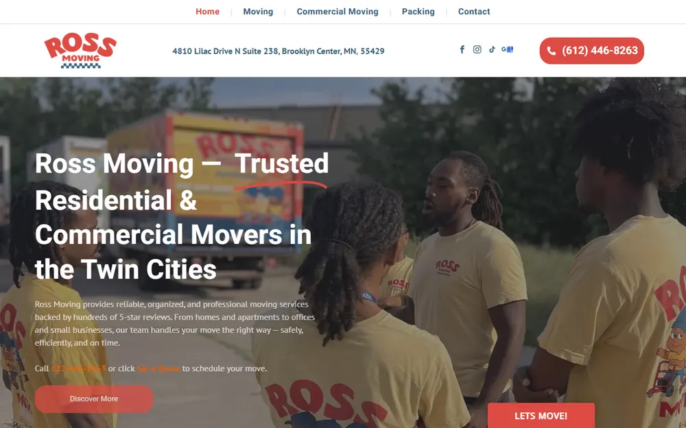 Ross Moving homepage