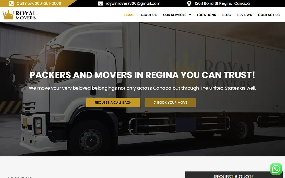 Royal Movers Regina Inc. homepage