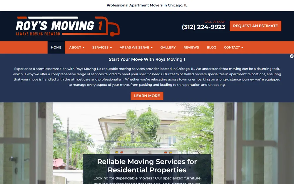 Roys Moving 1 homepage