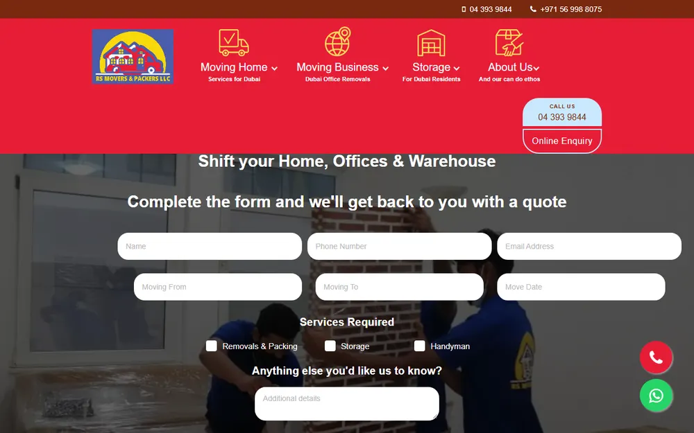 RS Movers and Cargo Packaging LLC homepage