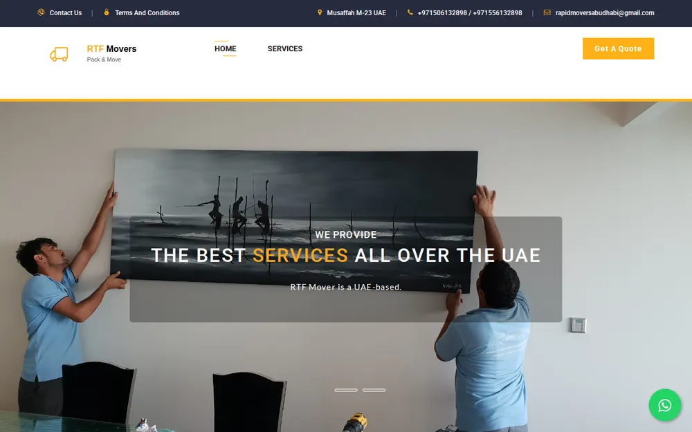 RTF MOVERS Abu Dhabi UAE homepage
