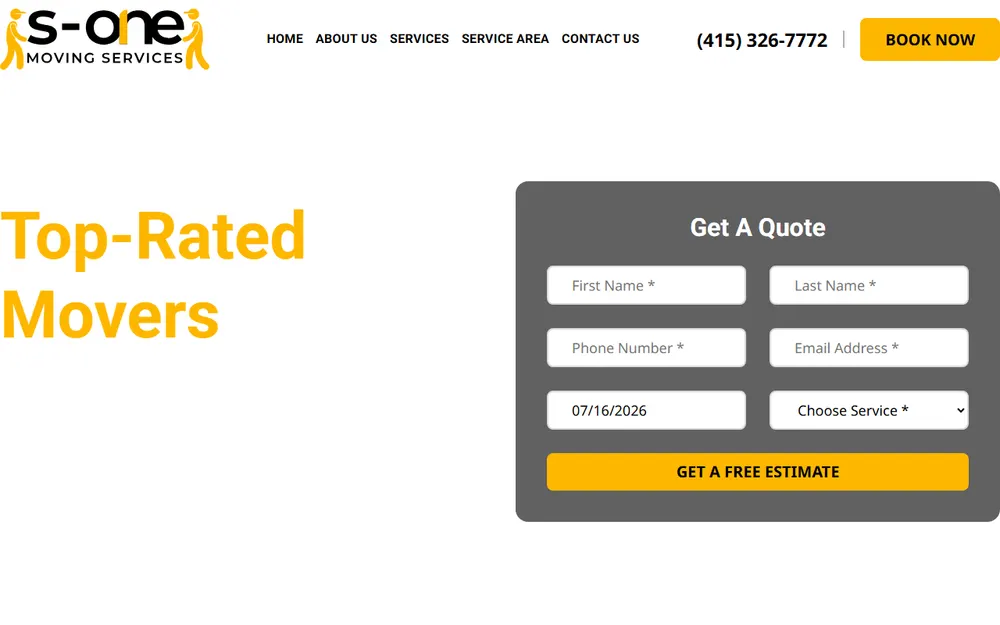 S-One Moving Services homepage