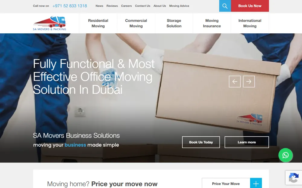 SA Movers and Packers Dubai homepage