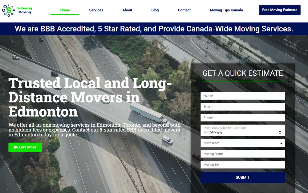 Safeway Moving homepage