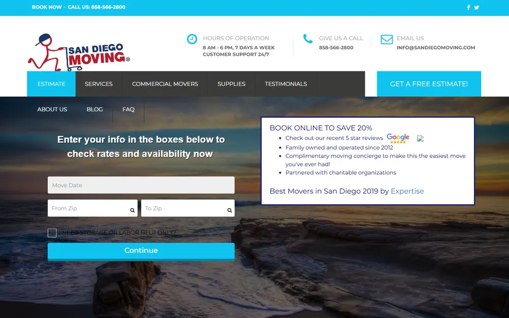 San Diego Moving Company homepage