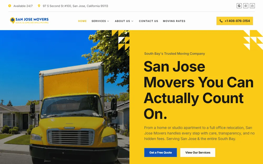 San Jose Movers homepage