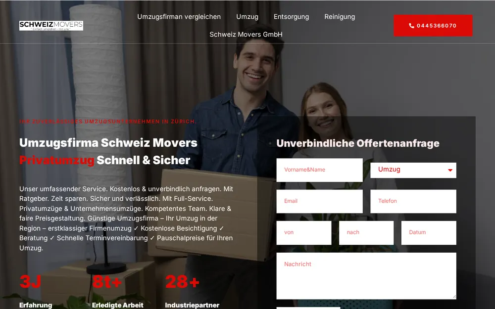 Schweiz Movers GmbH homepage