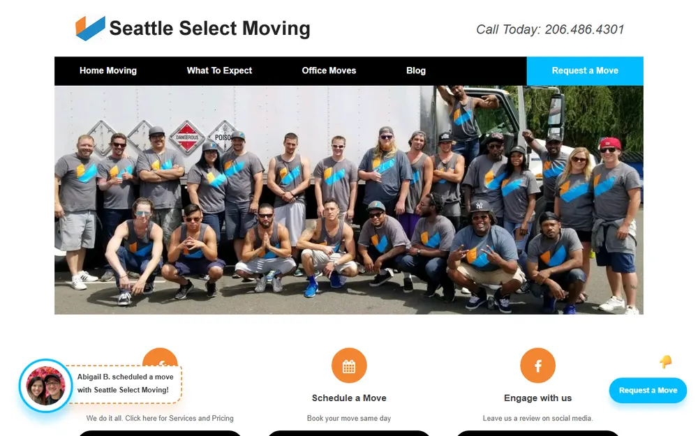 Seattle Select Moving homepage