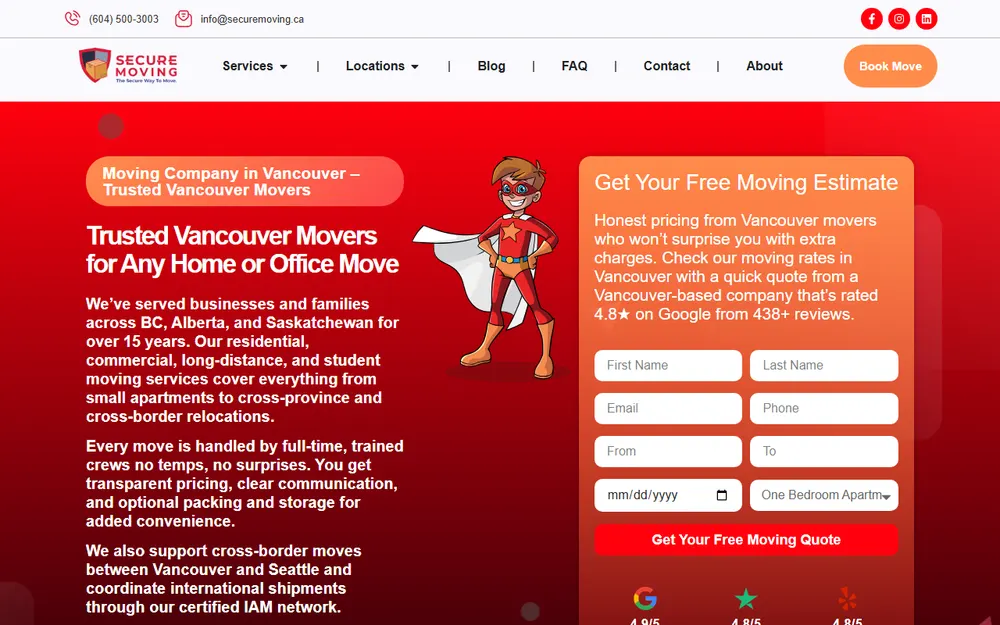 Secure Moving Vancouver homepage