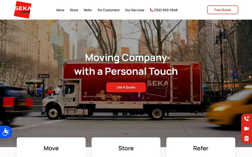 SEKA Moving and Storage NY homepage