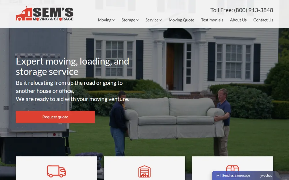 Sem's Moving & Storage homepage