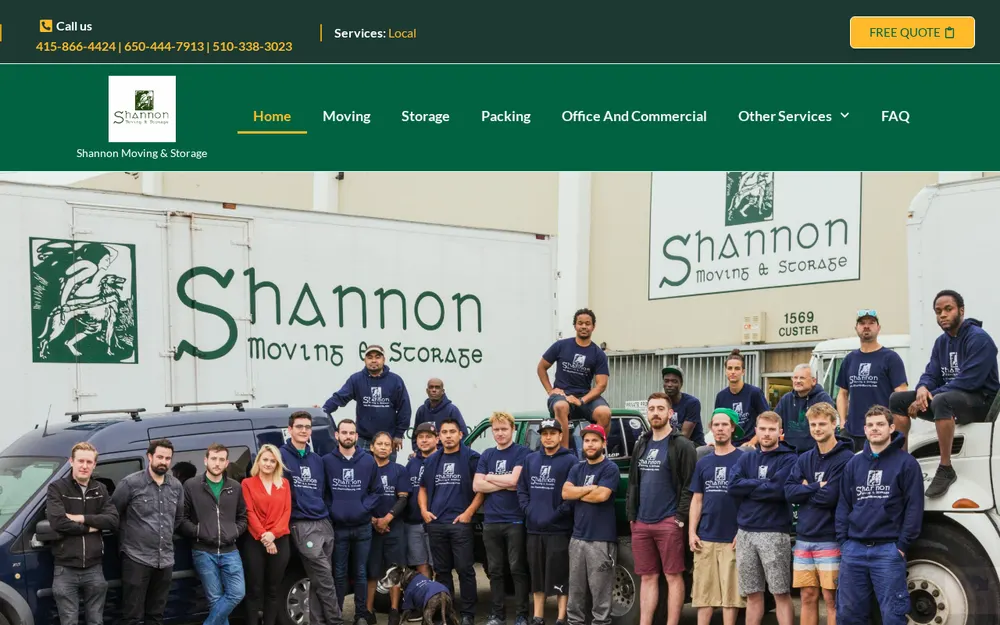 Shannon Moving & Storage homepage