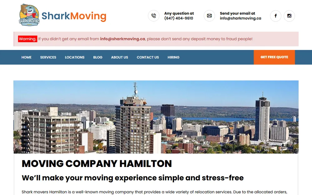 Shark Moving homepage