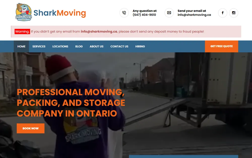 Shark Moving Services homepage