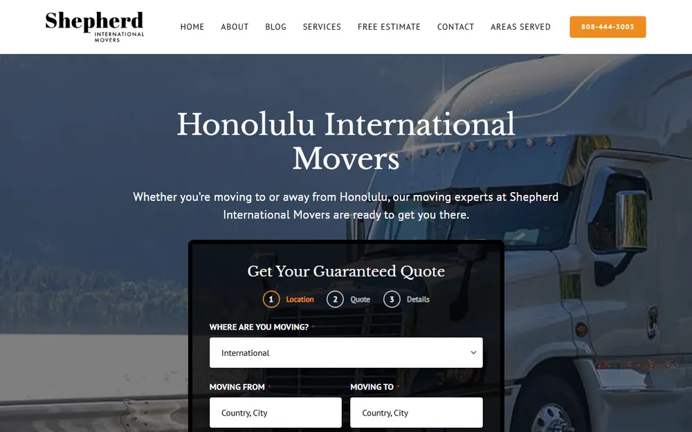 Shepherd International Shipping Honolulu homepage