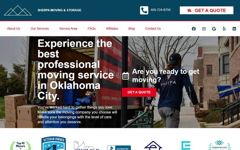 Sherpa Moving and Storage Inc. homepage