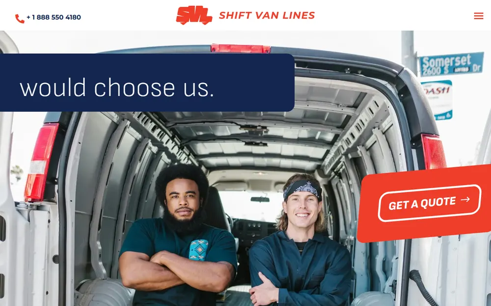 Shift Moving and Storage homepage