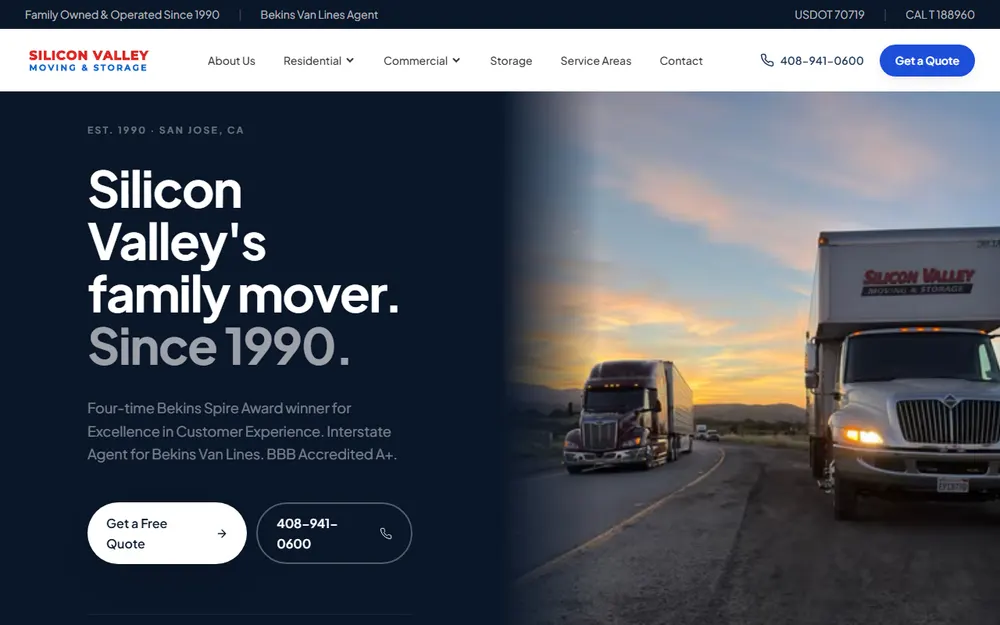Silicon Valley Moving & Storage homepage