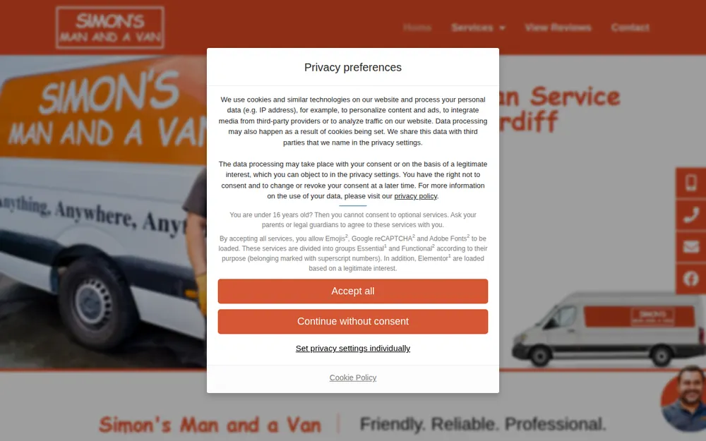 Simon's Man & A Van homepage