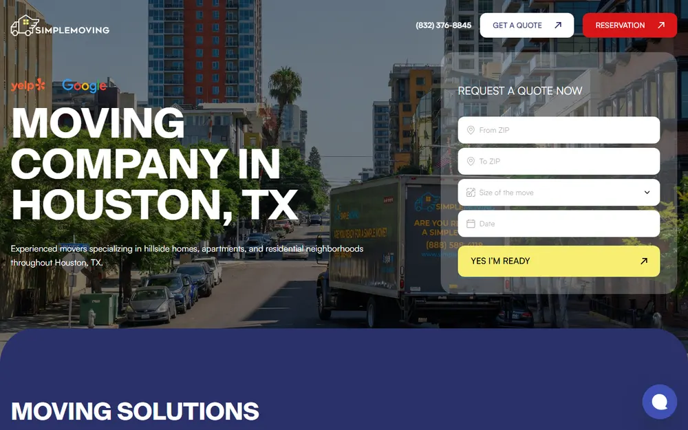 Simple Moving Company homepage