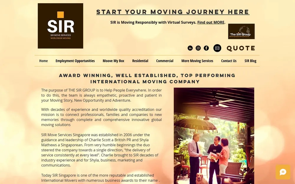 Sir Move Services Pte. Ltd. homepage
