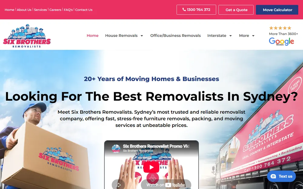 Six Brothers Removalists homepage