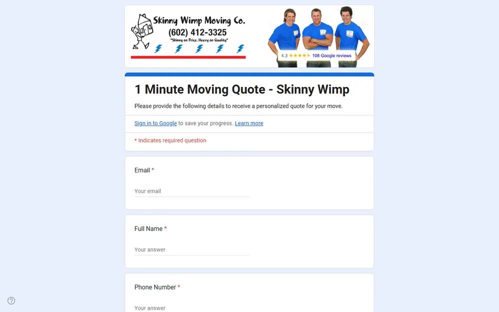 Skinny Wimp Moving and Storage homepage
