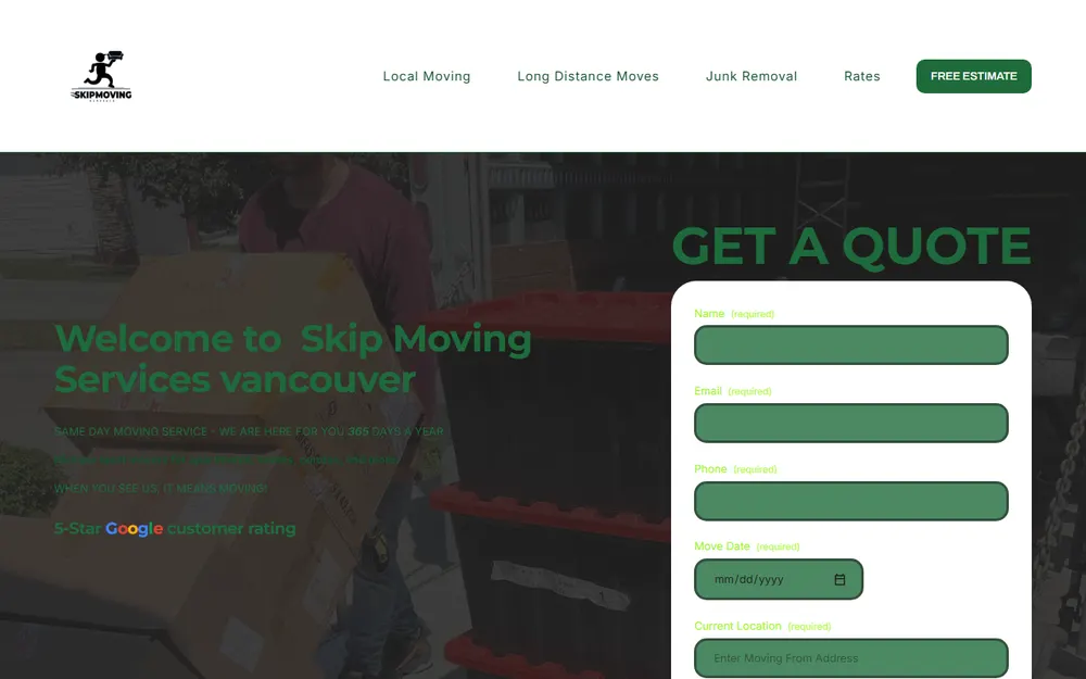 Skip Moving homepage