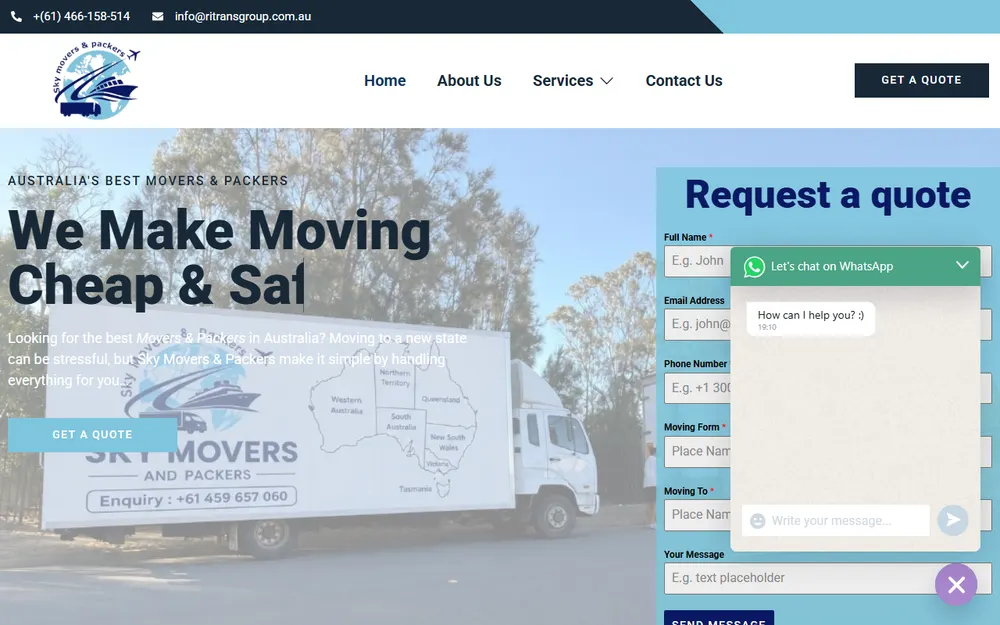 Sky movers & packers homepage