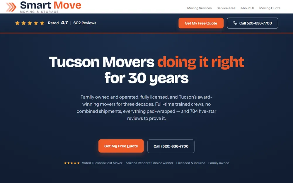 Smart Move Moving Company homepage