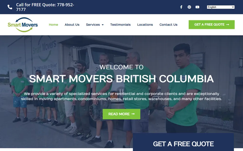 Smart Movers British Columbia homepage